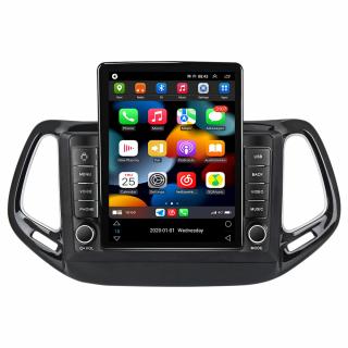 Navigatie Jeep Compass din 2016 - 2018, Display TESLA 9.5 inch, 2GB RAM si 32GB ROM, Wireless Carplay si Android Auto, Procesor Octacore, Slot sim 4G, Sunet DSP, Camera Marsarier, Bluetooth, USB, Wi F