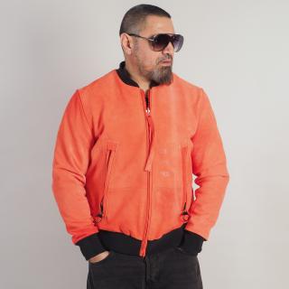 Geaca de Piele  Portocalie   Bomber