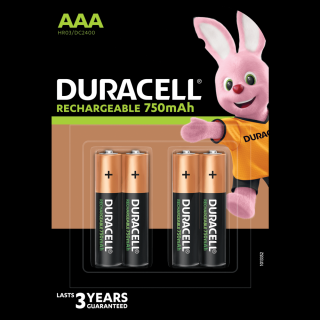 Acumulatori Duracell AAA 750 mAh, blister 4 buc, preincarcati
