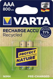 Acumulatori Varta Recycled AAA R3 800 mah preincarcati blister 2 buc 56813