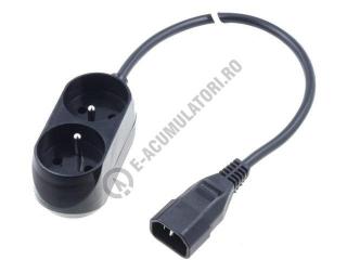 Adaptor cablu alimentare IEC320 C14 (tata) - Schuko (mama) 0.3m 2Prize PS-PCU 270 0.3m  WN217-3 07 0.3BK-2