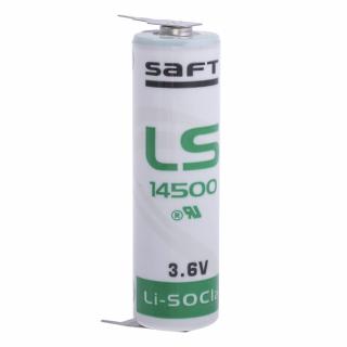 Baterie litiu Saft LS 14500PFR AA 3,6V cu 3 pini, 1 pin pozitiv