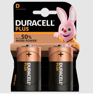 Baterii alcaline Duracell Plus POWER MN1300, D,R20, blister de 2 buc