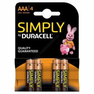 Baterii Alcaline Duracell Simply MN2400, LR3 ,AAA, blister de 4 buc