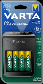 Incarcator Varta LCD Plug Charger+ 57687 R6 R3 9V + 4 Acumulatori Varta Power AA R6 2100 mah