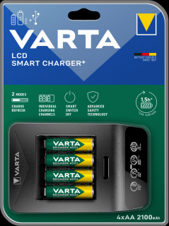 Incarcator Varta LCD Smart Charger+ 57684 AAA, AA + 4 Acumulatori AA Varta Power 2100mah