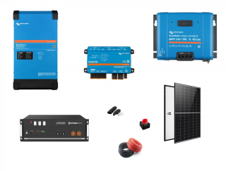 Sistem fotovoltaic on-grid   hybrid Victron Energy 6.3kWp cu invertor 5kVA si stocare Lithiu 10.8kWh + sistem prindere tabla
