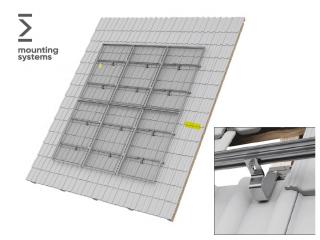 Sistem prindere 4 x panouri (latime 99-105cm) pentru acoperis tigla cermica Mounting Systems