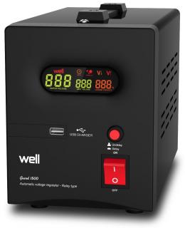 Stabilizator automat de tensiune cu releu Well 1000VA 600W AVR-REL-GUARD1000-WL