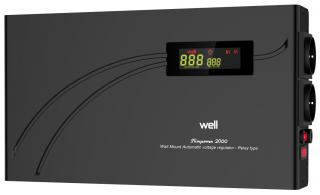 Stabilizator automat de tensiune cu releu Well 2000VA 1200W AVR-REL-SLIMPOWER2000-WL