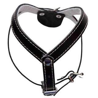 4DOG Ham pentru Caine din Piele cu Pasla, Negru, Nr. 1, 330 360-420 mm