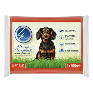 4DOG Mixt, Hrana Umeda Caine Adult, Pui  Ficat si Vita, 4x100g
