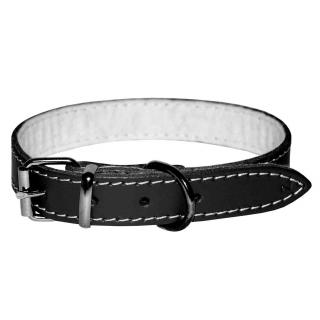 4DOG Zgarda pentru Caine din Piele cu Pasla, Neagra, Nr. 1, 16 400 mm