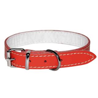 4DOG Zgarda pentru Caine din Piele cu Pasla, Rosie, Nr. 1, 16 400 mm