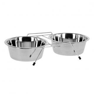 Castron dublu 4DOG, inox, 2x0,95L