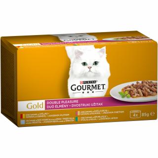 GOURMET Gold Duo, Hrana Umeda Pisica, Bucati in Sos, Diverse Sortimente, 4x85g (Termen redus - 28.06.2025)