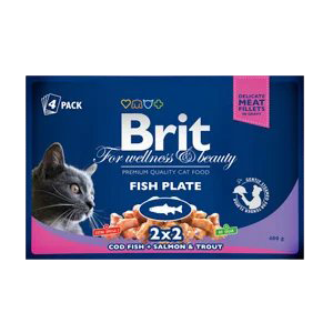 Hrana Umeda Pisici BRIT PREMIUM by Nature Multipack Felii Peste 4x100g