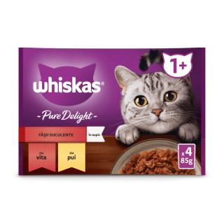 Hrana Umeda Pisici WHISKAS Pure Delight Selectii Clasice in Aspic 4x85g (Termen redus - 09.08.2025)
