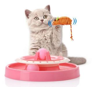 Jucarie Interactiva Pisici Miau Miau cu soricel si minge