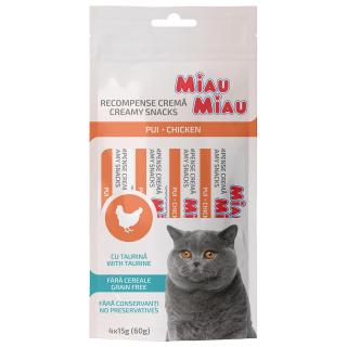MIAU MIAU Creamy Snacks, Recompense Cremoase Pisica, Pui, 4x15g