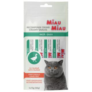 MIAU MIAU Creamy Snacks, Recompense Cremoase Pisica, Rata, 4x15g