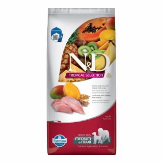 ND Tropical Selection, Hrana Uscata Caine Adult, Talie Medie Mare, Pui si Fructe Tropicale, 10kg