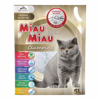 Nisip Pisici MIAU MIAU Silicat Clumping 5L