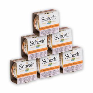 Pachet conserve Schesir Cat Pui si Creveti in Suc Propriu 6x70g