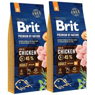 Pachet Economic Hrana Uscata Caini BRIT Premium by Nature Medium Adult 2x15kg
