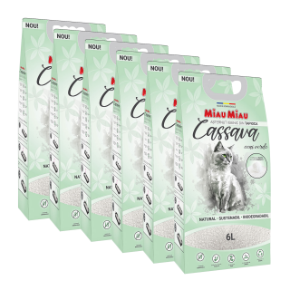 Pachet Economic MIAU MIAU Cassava, Asternut Igienic pentru Pisica, Ceai Verde, 6x6L