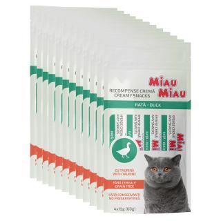 Pachet Economic MIAU MIAU Creamy Snacks, Recompense Cremoase Pisica, Rata, 4x15g, 12 bucati