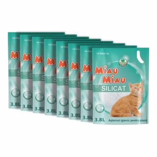 Pachet Economic MIAU MIAU Silicat, Asternut Igienic pentru Pisica, Clasic, 8x3.8L