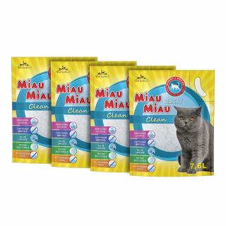 Pachet Economic MIAU MIAU Silicat, Asternut Igienic pentru Pisica, Clean, 4x7.6L