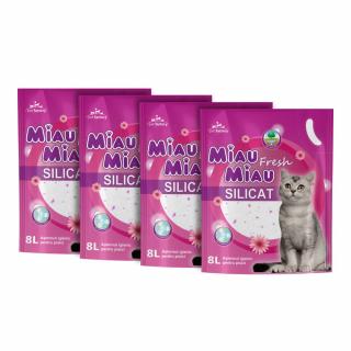 Pachet Economic MIAU MIAU Silicat, Asternut Igienic pentru Pisica, Fresh, 4x8L