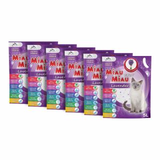 Pachet Economic MIAU MIAU Silicat, Asternut Igienic pentru Pisica, Lavanda, 6x5L