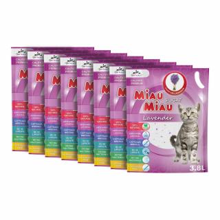 Pachet Economic MIAU MIAU Silicat, Asternut Igienic pentru Pisica, Lavanda, 8x3.8L