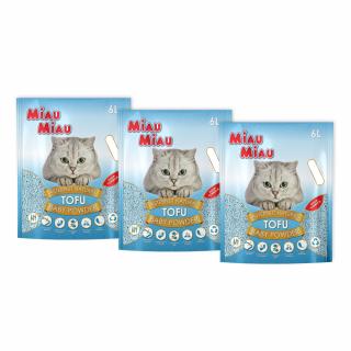 Pachet Economic MIAU MIAU Tofu, Asternut Igienic pentru Pisica, Baby Powder, 3x6L