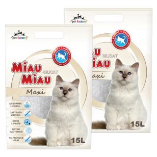 Pachet Economic Nisip Pisici MIAU MIAU Silicat Maxi 2x15L