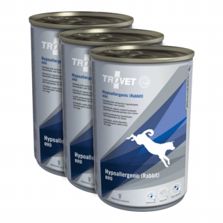 Pachet Economic TROVET Hypoallergenic, Dieta Veterinara Umeda Caine Adult, Iepure, 3x400g