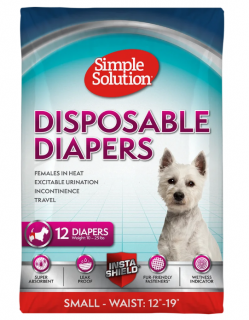 SIMPLE SOLUTION Scutece pentru Caini Femele, Small (38-48 cm), 12 bucati