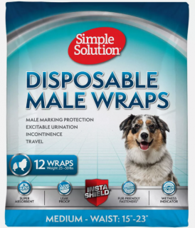 SIMPLE SOLUTION Scutece pentru Caini Masculi, Medium (38-58 cm), 12 bucati
