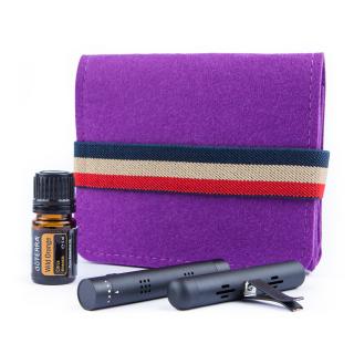 Set 2 difuzoare auto dreptunghiulare Fiber Stick Mojo cu 2 arome, ulei esential wild orange 5 ml doterra si husa de protectie