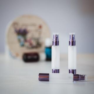 Set 3 sticle 10 ml dublu capat, spray + roll-on metalic frosted glass ZaZa