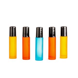 Set 5 sticle colorate de 10 ml frosted glass in culorile albastru, rosu si galben ZaZa