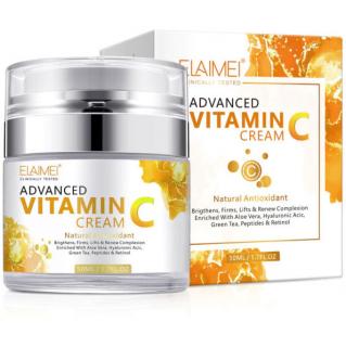 Crema de fata premium cu Vitamina C, Aloe Vera, Acid Hialuronic, Ceai Verde, Peptide si Retinol, Elaimei Advanced, 50 ml