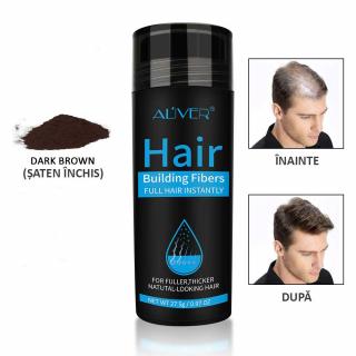 Fibre pentru par rar, pudra, Aliver, Saten inchis (Dark Brown), 27.5 g