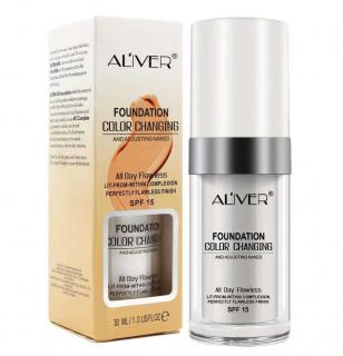 Fond de Ten Aliver by TLM Color Changing, Adaptabil culorii Tenului, Rezistent la Transfer 16H, SPF 15, 30 ml