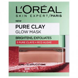 Masca de fata pentru tenul matur L Oreal Paris, Pure Clay cu Alge Rosii, 50 ml