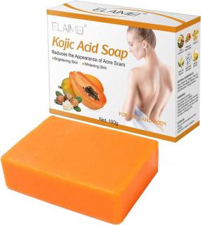 Sapun Tratament Anti Acnee cu Acid Kojic pentru Fata si Corp, Efect de Albire si Depigmentare a pielii, Elaimei, 100 g