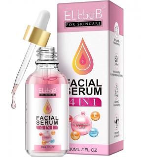 Ser Facial 4 in 1,  Anti-acnee, Anti-roseata, Anti-sebum cu Niacinamida, Acid Hialuronic, Vitamina C  E, Elbbub, 30 ml